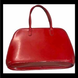 Jack Georges Red Leather Work Tote